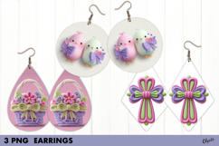 Easter Earrings Sublimation PNG, Spring Earrings PNG Product Image 1