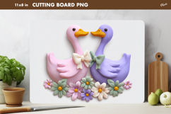 Easter Kitchen Cutting Board PNG, Easter Pair of Geese PNG Product Image 1