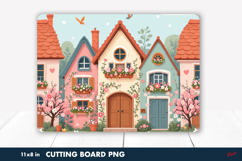 Spring Cutting Board PNG, Cozy Spring Scandinavian Cabins Product Image 1