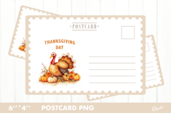 Thanksgiving Card PNG. Turkey Postcard PNG Product Image 1
