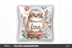 Sloth with Love Quote, Valentine Love Pillow Sublimation Product Image 1