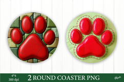 Dog Christmas Coaster PNG, Leather Paw Coaster PNG Product Image 1