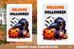 Halloween Garden Flag Sublimation. Crow Pumpkin PNG Product Image 1