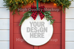 Christmas Round Wood Sign Mockup - Door Wood Sign Product Image 1