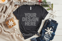 Christmas Black T-shirt mockup - Christmas Background Product Image 1