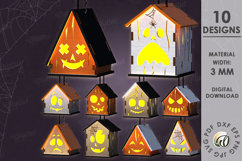 Wooden Halloween Houses Candle Holders Bundle Laser Cut Product Image 1
