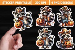 Raccoon Halloween Printable Stickers | High Quality 300 Dpi Product Image 1