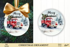 Red Truck Ornament Sublimation PNG. Christmas Ornament Product Image 1