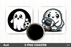 Sports Ghost Coaster PNG, Cute Halloween Ghost Coaster Product Image 1