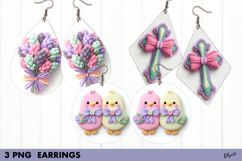 Easter Earrings Sublimation PNG, Spring Earrings PNG Product Image 1