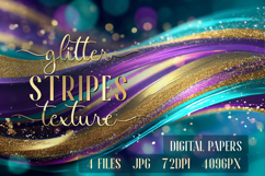 Glitter Teal Violet Golden Stripes backgrounds|Digital Paper Product Image 1