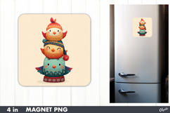 Christmas Cute Bird Magnet, Winter Fridge Magnet PNG Product Image 1