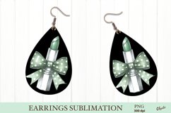 Green Lipstick with Bow Earring. Lipstick Coquette PNG Product Image 1