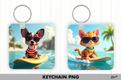Cute Animal Keychain. Summer Square Keychain Product Image 1