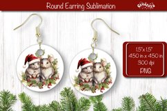 Christmas Round Earring Sublimation Designs Christmas Animal Product Image 1