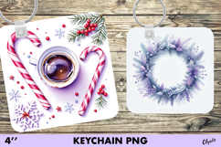 Watercolor Christmas Keychain. Purple Christmas Keychain PNG Product Image 1