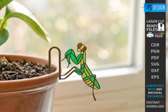 Stained Glass Style Plant Pot Clip Laser Cut | Garden Decor Product Image 1