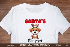 Santa&#039;s Little Yelper. Christmas Dog Tshirt Design PNG Product Image 1