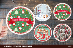 Christmas Stickers PNG. Christmas Round Sticker PNG Product Image 1