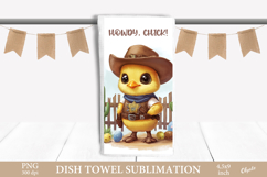 Easter Chick Dish Towel PNG. Western Chick Sublimation Product Image 1