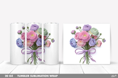 Spring Flower Bouquet Tumbler PNG, 20 OZ Tumbler Wrap Product Image 1