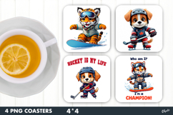 Sport Animal Coaster PNG, Winter Sport Coaster PNG Product Image 1