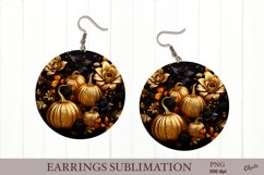 Golden Pumpkin PNG. Halloween Earring Sublimation PNG Product Image 1