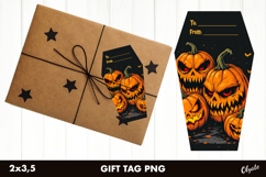 Halloween Gift Tag Sublimation. Coffin, Monster Gift Tag PNG Product Image 1