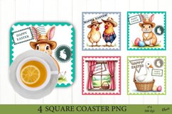 Farmhouse Animal Sublimation. Easter Square Coaster PNG Product Image 1