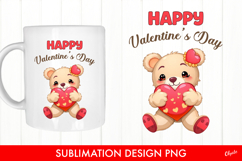 Valentine’s Day Quote Sublimation Design, Cute Bear PNG Product Image 1