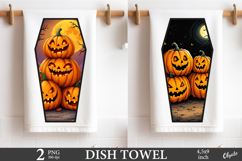 Monster Pumpkin Dish Towel Coffin Sublimation PNG Product Image 1