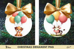 Christmas Ornament Sublimation. Kawaii Round Sign PNG Product Image 1