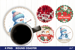 Christmas Coaster PNG. 4 Round Coaster Sublimation Product Image 1