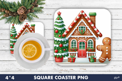 Gingerbread House Coaster PNG. Christmas Coaster PNG Product Image 1