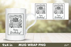 Cake Birthday Mug Wrap PNG. Birthday Sublimation PNG Product Image 1