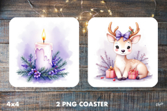 Violet Christmas Coaster PNG. Christmas Coaster Sublimation Product Image 1