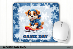 Cute Dog Mouse Pad PNG, Winter Sport Sublimation Mouse Pad Product Image 1