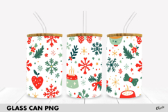 Christmas Dog 16 OZ Glass Can Wrap PNG. Winter Sublimation Product Image 1