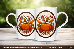 Fall Mug Wrap. Pumpkin Mug Wrap. Frame Sublimation PNG Product Image 1