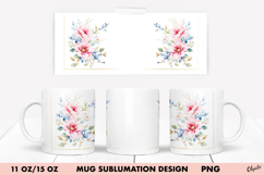 Watercolor Flower Mug Wrap Sublimation. 11 OZ, 15 OZ Mug Product Image 1
