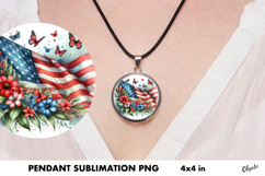 Patriotic Butterfly Jewelry Sublimation. Pendant PNG Product Image 1