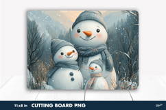 Cute Family Snowman PNG. Kitchen Cutting Board Product Image 1
