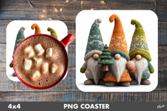 Crochet Gnome Coaster PNG. Christmas Gnome Coaster Product Image 1
