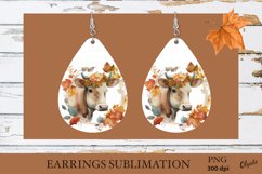 Autumn Cow Earrings Teardrop. Cow Earrings PNG Product Image 1