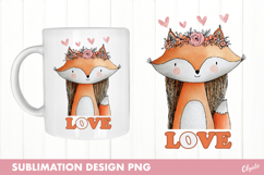 Whimsical Hippie Fox PNG, Valentine Sublimation PNG Product Image 1