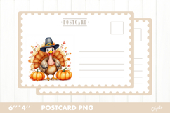 Thanksgiving Card PNG. Cute Turkey Postcard PNG Product Image 1