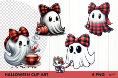 Cute Ghost Clipart PNG. Halloween Clip Art Sublimation PNG Product Image 1