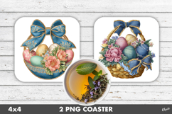 Festive Easter Basket Coaster Sublimation PNG Product Image 1