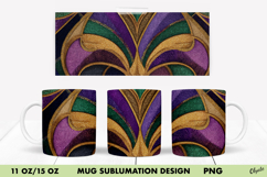 Mardi Gras Mug Sublimation Design, 11 OZ, 15 OZ Mug Wrap Product Image 1