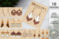 Christmas Earrings Bundle Lasercut. Drop Earrings SVG Product Image 1
